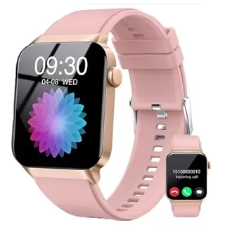 Smartwatch Damen Herren mit Telefonfunktion/Message Reminder, 1,85" Smart Watch, 112+ Sportmodi IP68 Wasserdicht Fitnessuhr, Sportuhr mit Puls-SpO2-Schlaf-Monitor Schrittzähler, Uhr für Android iOS