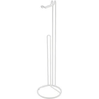 MSV Toilettenpapierhalter Stehend BxHxT: 15x54x15cm freistehender Papierrollenhalter Edler Rollenhalter für WC-Rollen als Ersatzrollenhalter Weiß