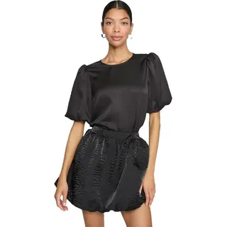 Vila Ellette Satin Puff Kurzarm-bluse Schwarz 40 Damen Schwarz 40 - Schwarz