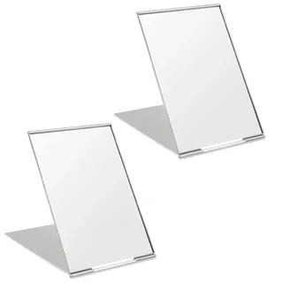 OSDUE Reisespiegel Taschenspiegel Klein Kosmetikspiegel Handspiegel, Mini Schminkspiegel, Klappbar Reisespiegel, Kleiner Spiegel für Reisen/Büro/Rasieren/Camping und Make-up, 2pcs 8.5 * 5cm