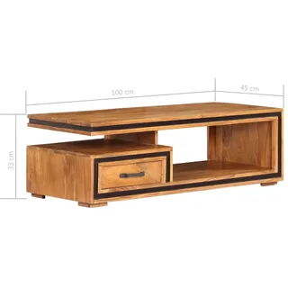 vidaXL Couchtisch Massivholz Akazie 100x45x33 cm - Braun