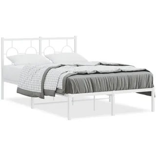 vidaXL Bettgestell mit Kopfteil Metall Weiß 120x190 cm - Weiß