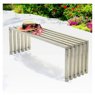 Wetterfeste Gartenbank aus Edelstahl 115 cm Sitzbank für den Außenbereich - Silber