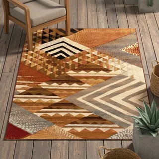 Teppich GINO FALCONE "Outdoor-Africa 35" Gr. 2, braun, B:80cm H:5mm L:165cm, Kunstfaser, Teppiche, Teppich, Flachgewebe, In- und Outdoor geeignet, Wohnzimmer