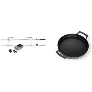 Enders Grillspieß 7903 für Gasgrill Boston 3 + 4 Brenner, Set aus Edelstahl & Enders® Switch Grid Pfanne, aus Gusseisen, Gasgrill mit Rost-in-Rost System