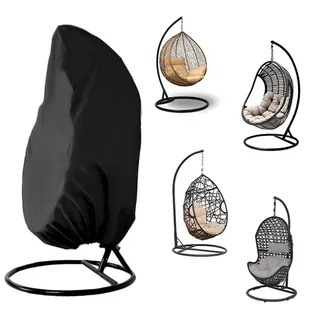 Hängekorb Schwingsessel Abdeckhauben,Hängesessel Abdeckung, Oxford Stoff Hängesessel Outdoor Wasserdicht 210D, für Schaukelstuhl,Lounge-Sessel,190 x 115 cm,Schwarz