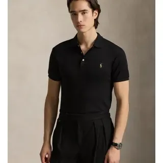 Polo Ralph Lauren für Herren. 710685514002 Slim Fit Poloshirt mit weichem Griff schwarz (XS), Lässig, Baumwolle, Kurzarm