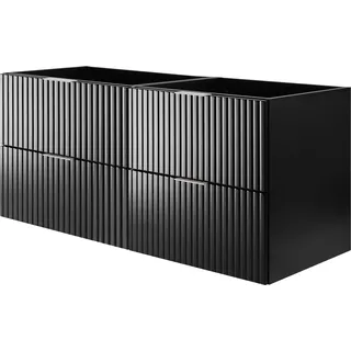 Waschtischunterschrank, Mattweiß, 120 (2 x 60) x 57 x 46 cm, silberner Griff, ohne Arbeitsplatte - Weiß