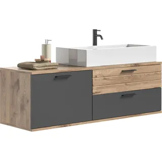 VCM Waschbeckenunterschrank Mason Grau 140 cm mit Waschbecken