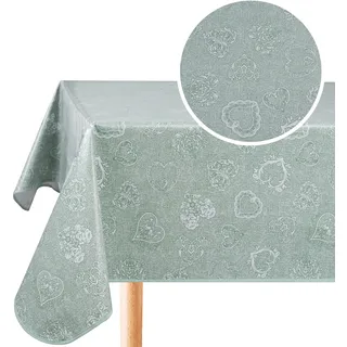 Wachstuch Tischdecke Wachstuchtischdecke Abwaschbar Eckig 140 x 240 cm Salbeigrün