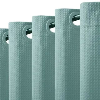 VANZAVANZU Duschvorhang ohne Haken erforderlich, 256GSM Waffelmuster, Hotel-Luxusqualität, wasserabweisend, maschinenwaschbar, beschwerter Saum, 191 x 183, Türkis