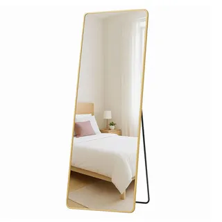 Boxxx Standspiegel , Goldfarben , Metall, Glas , rechteckig , 50x160x33 cm , Facettenschliff, Ganzkörperspiegel , Garderobe, Garderobenspiegel