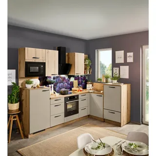 Impuls Küchen Xora Eckküche L-Form 285 x 245 cm Eichefarben