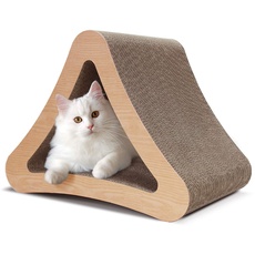 FluffyDream Cat Scratching Post 3 Sided Cardboard Recyclable Vertical Wavy Prevents Furniture Damage Triangular