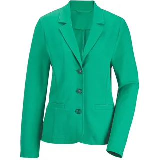 Kurzjacke GOLDNER "Damen elegante Jacke aus Stretchjersey", Damen, Gr. 42, grün, Obermaterial: 67% Viskose CV. 27% Polyamid PA. 6% Elasthan EL., weit Tubular, Jacken Kurzjacke, Stretchbequme Jerseyqualität