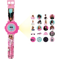 Lexibook - Mattel Barbie Armbanduhr, verstellbar, digitales Display, mit 20 Projektionen des Kinderuniversums, DMW050BB, Rosa