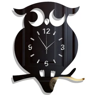 yufana 3D Wandaufkleber Uhren, DIY Wanduhr Moderne Clock, 3D Spiegel Aufkleber Uhr Wandtattoo, Große Wanduhr DIY, Geeignet für Wohnzimmer, Küche, Schlafzimmer, Büro, Eule