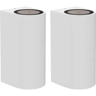 ledscom.de 2 Stück Wandleuchte ALSE Up & Downlight für außen, weiß, Aluminium, rund, inkl. 2 GU10 LED Lampen (warmweiß, 10,8W, je 510lm, 45°)