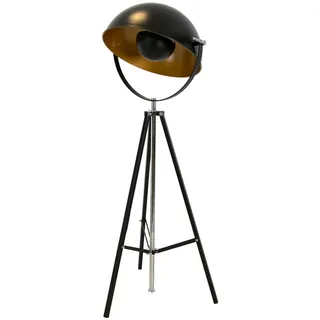 The Lumine Stehleuchte schwarz-gold aus Stahl, verstellbarer Schirm, Modell 8105 , Schwarz, Goldfarben , Metall, Metall , Beton Optik , Freiform , E27 , 61x171x57 cm , Lampen & Leuchten, Innenbeleuchtung, Stehlampen