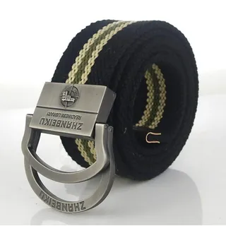 WOAIXI Leinwandgürtel,Mode Canvas Belt, Herren Canvas Tactical Military Belt Mode Doppelring Metallschnalle Jeans Gürtel Für Unisex Herren Gürtel Outdoor Street Style Wild Bund
