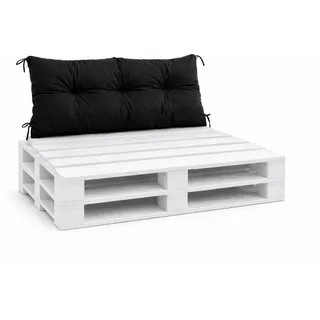 VBChome Palettenkissen für Europaletten Möbel Palettenauflage Garten Balkon 12 Farben mit Schaumstoffflocken Füllung Schwarz Rückenkissen 120 x 40 cm - Schwarz