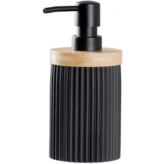 Sadena Seifenspender , Schwarz , Holz, Kunststoff , Bambus , 8x17.2x8 cm , Kunststoffpumpe, Spender problemlos zum Nachfüllen , Badaccessoires, Seifenspender