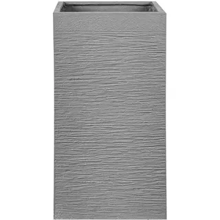Beliani Blumentopf grau quadratisch 40/40/77 cm Dion , Naturmaterialen , 77 cm , Dekoration, Blumen & Blumentöpfe, Übertöpfe
