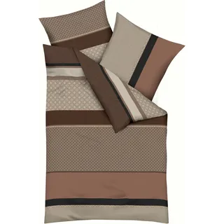 Bettwäsche KAEPPEL "Imperial", terra, B/L: 135cm x 200cm, 1 Stk., 1 Stk., Mako-Satin, B/L: 80cm x 80cm, 2 Stk., Mako-Satin, Obermaterial: 100% Baumwolle, Bettwäsche, Bettwäsche