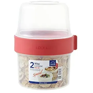 Lock & Lock Two-Way Müsli-to-go-Becher aus Kunststoff – Kleine Lunchbox mit Schraubdeckel und Zwei Behältern – 360 ml & 310 ml