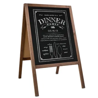 König Werbeanlagen Kreidetafel Aufsteller | 60 x 95cm | Kundenstopper mit Holzrahmen | Werbetafel klappbar | Gehwegaufsteller | Restaurant-Tafel | Braun