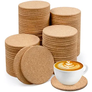 100 Stück Runde Korkuntersetzer für Gläser, 9 cm Kork Untersetzer für Getränke, Holz Dicke Saugfähiges Topfuntersetzer Holzuntersetzer für Kaffee Tee Restaurant zu Hause Büro Deko, DIY-Bastelprojekte