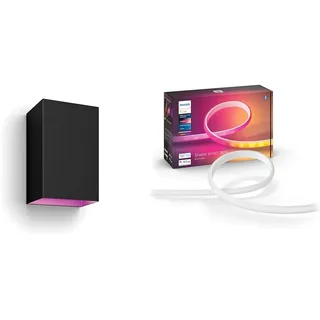 Philips Hue White & Color Ambiance Resonate Outdoor Wandleuchte (1.180 lm) & Gradient Ambiance LED Lightstrip 2m Basis, Weiß, 929002994901