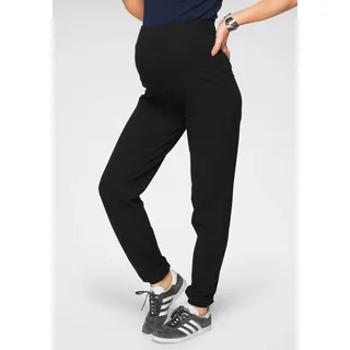 Umstandshose NEUN MONATE "Sweatshose mit Bund", Damen, Gr. 44/46, N-Gr, schwarz, Sweatware, Obermaterial: 95% Baumwolle, 5% Elasthan, unifarben, Basic, lässig geschnitten lang, Hosen Umstandshose, mit breitem Rippenbündchen, ideal für den Schwangerschaftsbauch, Topseller