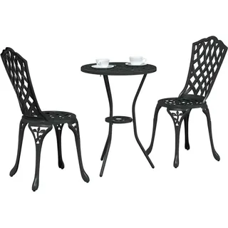 vidaXL Garten Bistro Set 3 pcs Schwarz Aluminium 42002391