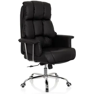 hjh OFFICE 706814 XXL Chefsessel Commander Kunstleder Schwarz Bürosessel dick gepolstert, Wippfunktion, hohe Rückenlehne