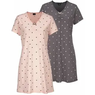 VIVANCE Dreams Nachthemd 2er-Pack, mit Herzchenprint, rosa