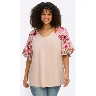 sheego by Joe Browns Schluppenbluse, apricot, fuchsia, gemustert