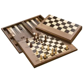 Philos 2525 - Schach-Backgammon-Dame-Set, Magnetverschluss, Feld 50 mm, Königshöhe 90 mm, Brettspiel aus Holz