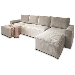 masseno Ecksofa ASPRA Polyester U-Form 3-Sitzer Beige