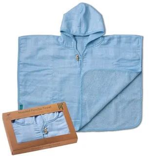 Urban Kanga Badeponcho Baby mit Kapuze Zweiseitiges Poncho Kinder 1 Jahr (Kristallblau)