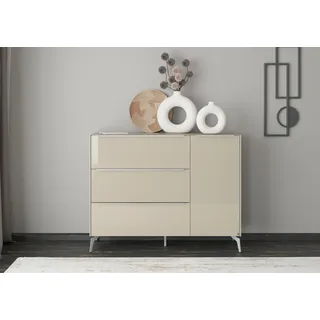Set One by Musterring Sideboard "Reno", 1 Stk. tlg. Mit Winkelfuß in diversen Farben, 109 cm Höhe & Farbauswahl, kaschmir matt lack, glas kaschmir glanz),