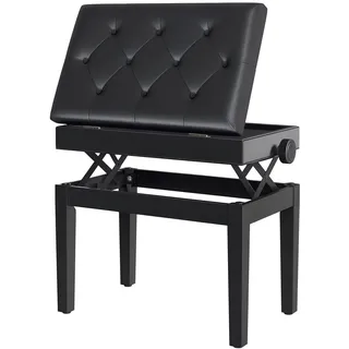 Homcom Klavierhocker Holz Schwarz 54,5 x 33 x 48-58 cm