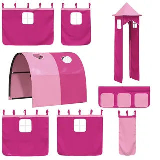 vidaXL Vorhänge für Hochbett mit Tunnel und Turm Rosa