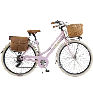 Via Veneto by Canellini Fahrrad Citybike Frau Aluminium mit Korb und Tasche - Rose 50 - Rosa