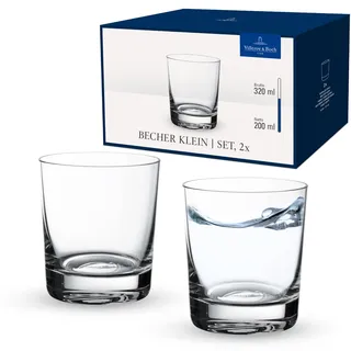 Villeroy & Boch 11-3786-8062 Wasserglas 2-teilig 200 ml Klar, Spülmaschinenfest, Kleine Gläser, Trinkgläser Set, Wassergläser Set, Kristallgläser, Kristallglas