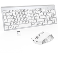 Tastatur und Maus kabellos, italienische QWERTY USB, ergonomisch, kompakt, in voller Größe mit Number Pad, kabellose Tastatur, geräuschlos, für Windows PC/Laptop/Surface - Weiß ...