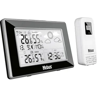 MEBUS Funk-Wetterstation 15x9,6x2,2cm Schwarz