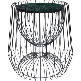 Kayoom "Malibu 225, Beistelltisch mit edler Marmorplatte", 1 Stk. tlg. ø-Marmorplatte: 33,5 cm, angesagtes Metalldesign, pflegeleicht, grün, schwarz, schwarz, grün