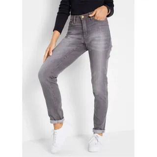bonprix Mom-Jeans im Five-Pocket Style mit farbig abgesetzten Nähten, grau