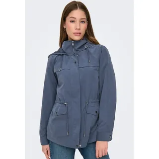 Parka ONLY "ONLNEWSTARLINE SPRING JACKET CC OTW", Damen, Gr. S, ombre blau, Web, Obermaterial: 92% Polyester, 8% Nylon, unifarben, hüftlang, Jacken Parka, mit durchgehendem und verdecktem Reißverschluss